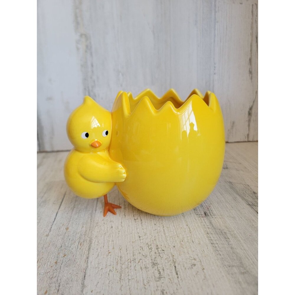 Teleflora yellow chick egg plants holder vintage easter spring